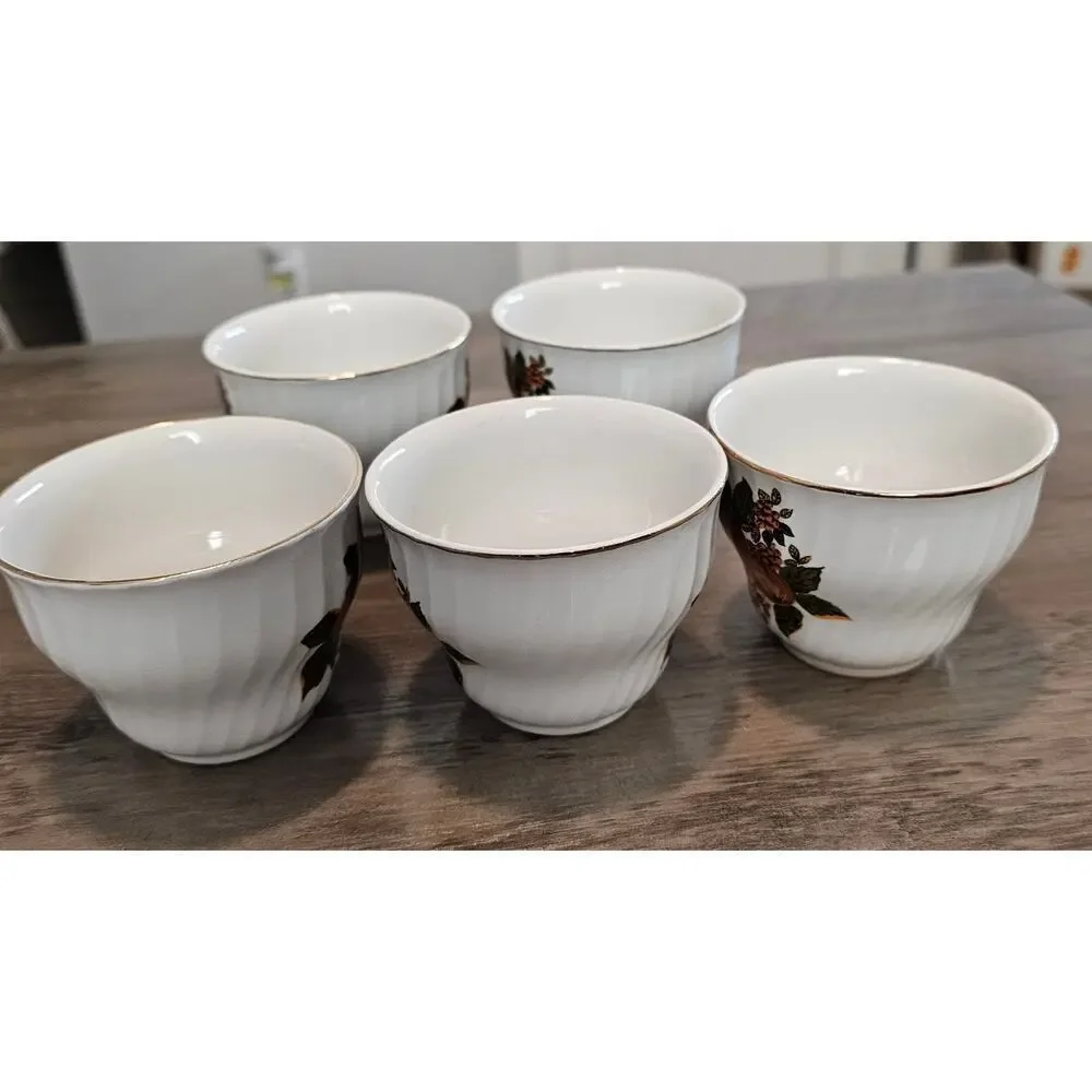 Vintage Enoch Wedgwood English Harvest Teacups Floral Coffee Cups 5-Set Cottage